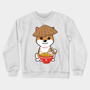 Funny Orange dog is eating noodles Crewneck Sweatshirt